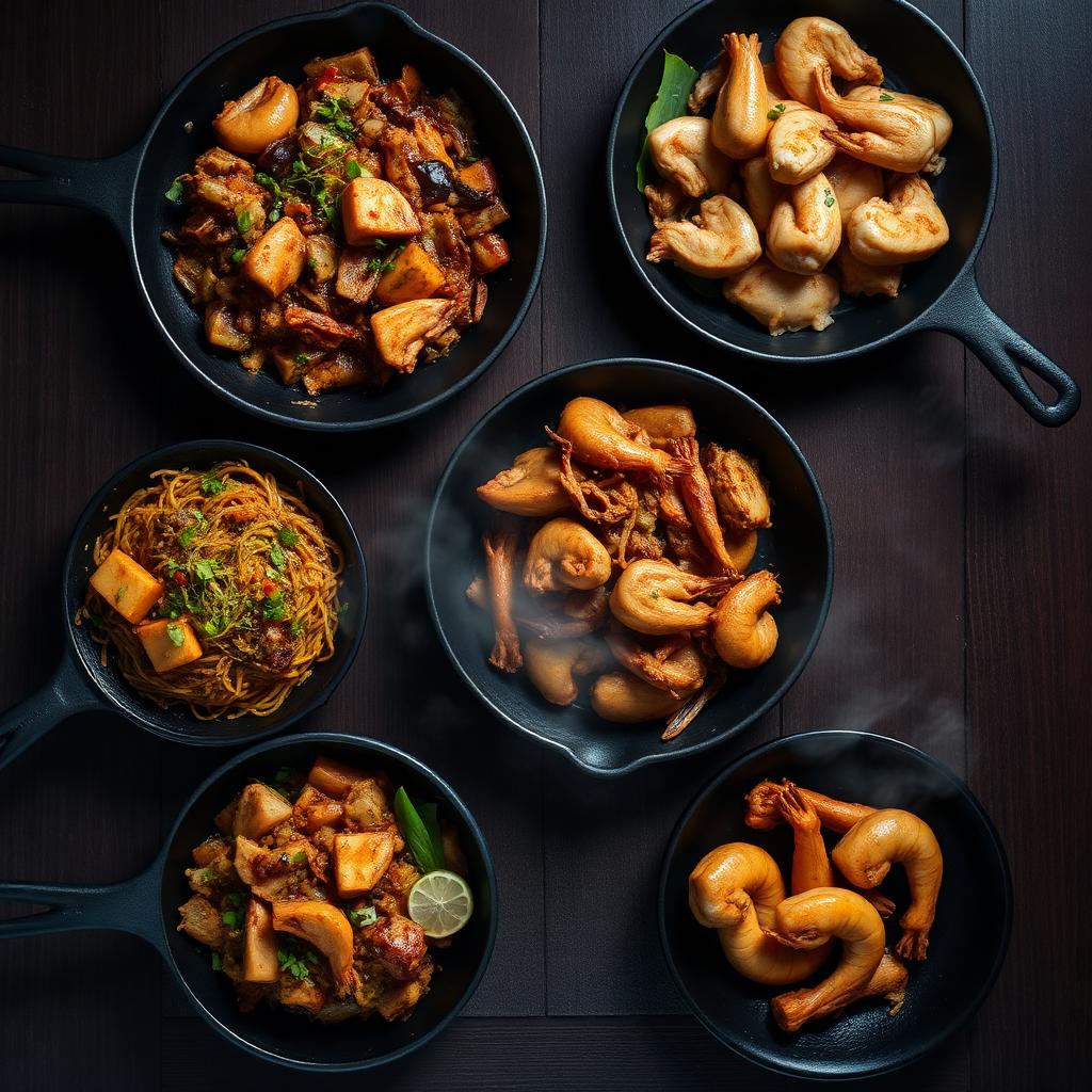 Assorted sizzling Filipino dishes at Savoury Treats